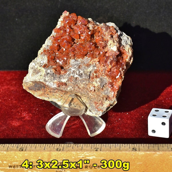 VANADINITE Mineral Specimen from Morocco * Brilliant Red Crystals * 3-4" Size * Choice of 9 * Vanadium Ore