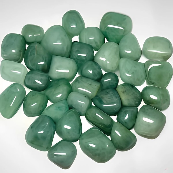 Tumbled GREEN AVENTURINE * Small 1" Medium 1-2" & Large 2+" Size * Natural Green Color Quartz var* Wire Wrap Jewelry Brazil  Bulk Wholesale