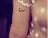 2pcs LOVE script typography - InknArt Temporary Tattoo  wrist quote tattoo body sticker fake tattoo wedding tattoo small tiny