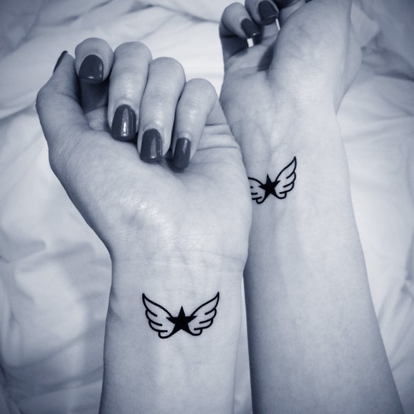 Ailes d'ange 2pcs star tattoo - tatouage temporaire InknArt - poignet devis tatouage autocollant faux tatouage mariage tatouage petit tatouage de corps