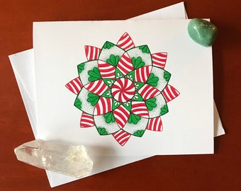 Peppermint Swirl mandala greeting card