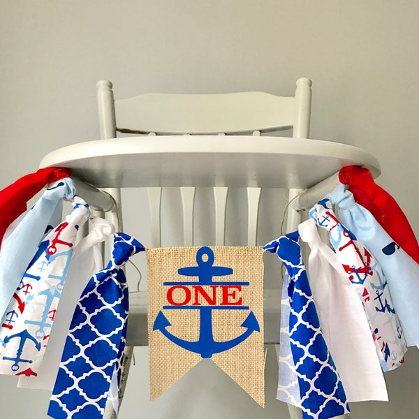 Nautical first birthday, boys first birthday, nautical decorations, sea birthday, first birthday, cake smash, high chair banner