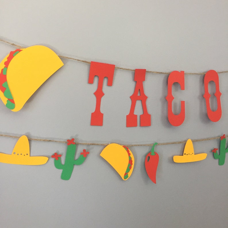 Taco bar banner, taco banner, taco decor, fiesta banner, fiesta party, taco party, cactus party, cactus banner, cactus garland cinco de mayo image 3