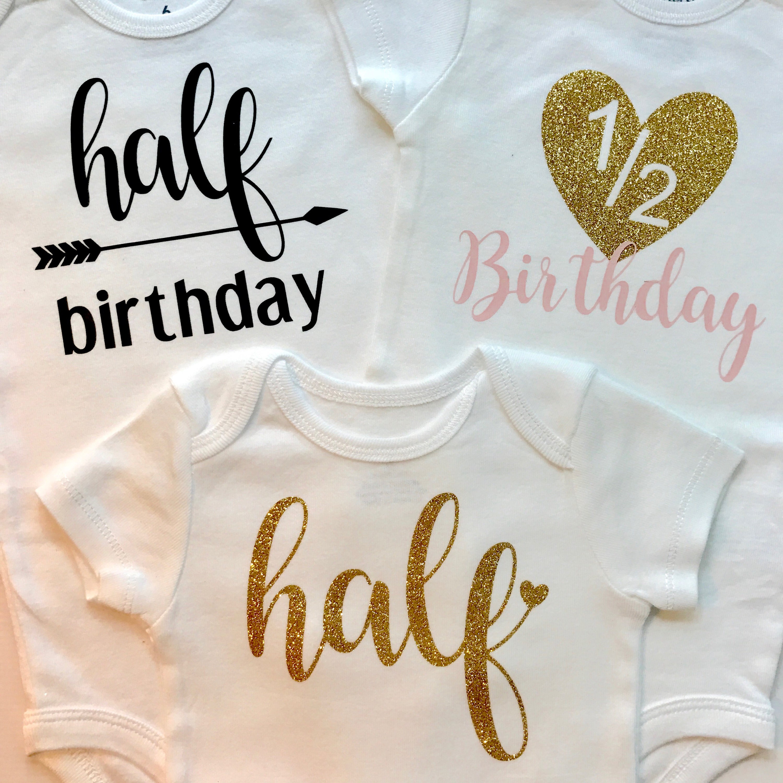 Half Birthday Outfit - Gold glitter and Black