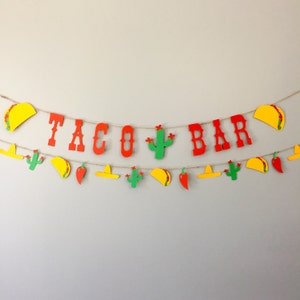Taco bar banner, taco banner, taco decor, fiesta banner, fiesta party, taco party, cactus party, cactus banner, cactus garland cinco de mayo image 1