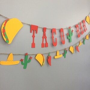 Taco bar banner, taco banner, taco decor, fiesta banner, fiesta party, taco party, cactus party, cactus banner, cactus garland cinco de mayo image 2