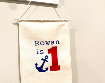 Colgante de pared náutica personalizado, fiesta en barco, fiesta náutica, cumpleaños de niño, bandera de fiesta náutica, decoración de fiesta de barco, deco de vivero náutico