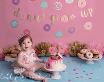 Large Donut Grow Up Banner Donut Birthday Donut Grow Up Birthday Sign Banner