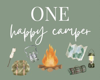 EN Glad Campare!! Mall för inbjudan till första födelsedagsfest med campingtema!!