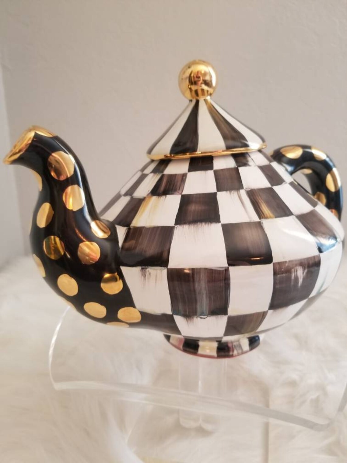 Mackenzie Childs Courtly Check Teapot currently sold out Etsy
