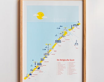 A3 poster Belgian coast -  11.4 x 16.5 in - A3 - North sea - lighthouse - Pantone colours