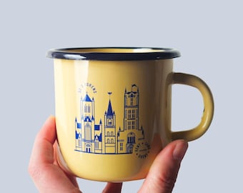 Ghent vanilla -  emaillen mok - diameter 8 cm