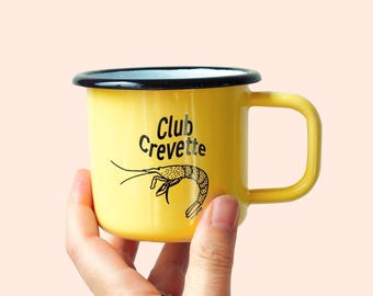 Club Crevette  mug vanille -  diameter 7 cm - Camper mug - enamel