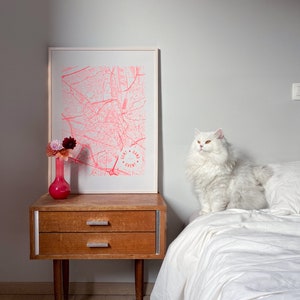 Ghent citymap  50x70 cm - 19,69 x 27,56 inch - screenprint - Fluo - streetmap