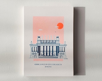 Postcard KMSK, Antwerp - risoprint + envelope