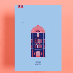 Billets au partir d’Anvers: Modenatie, Zuiderpershuis, Het Steen, Volkshuis 'Help yourself' et le MSK (ensemble de 5 cartes postales différentes)