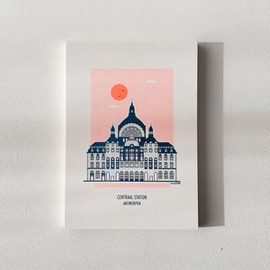 Carte postale Gare Centrale d'Anvers - risoprint + couverture
