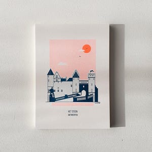Carte postale Het Steen Anvers - risoprint + couverture