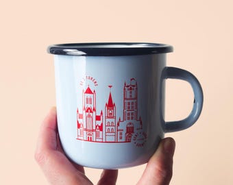 Ghent  light blue -  emaillen mok - diameter 8 cm