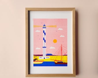 A4 Poster Lange Nelle Oostende riso print  -  21 cm x 29,7 cm