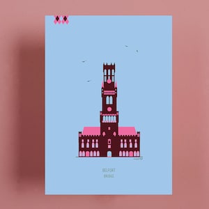 Cartes de Bruges: Beffroi, église Notre-Dame, moulin de la maison Saint-Jean, basilique du Saint-Sang
