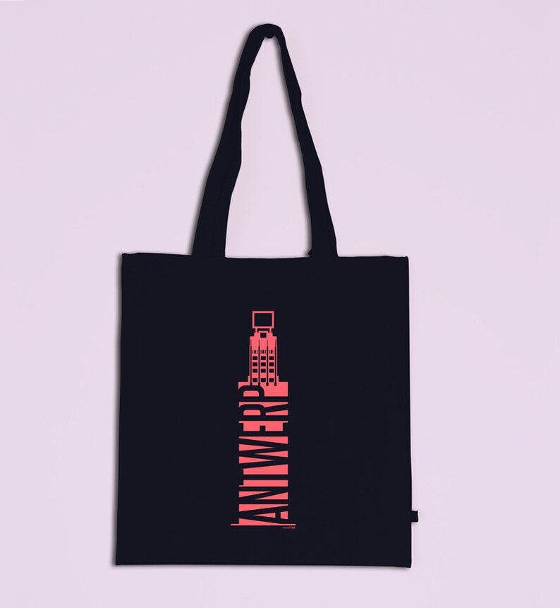 200 g Cotton Illustration Screenprint Handmade Tote Bag Boerentoren Antwerp