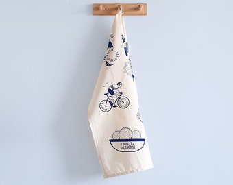 Liège - tea towel  Liège - blue - fluo red - Oh lalal la Belgique - dishcloth - 100 % certified organic cotton