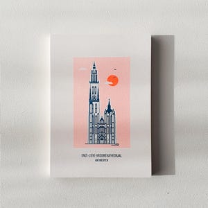 Carte postale O.LV. Cathédrale d'Anvers - risoprint + couverture