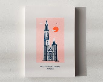 Postcard Cathedral of Our Lady, Antwerp - risoprint + envelope
