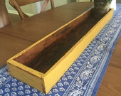 Vintage CHIPPY Wood Box Tray Rustic Farmhouse Table CENTERPIECE Display Planters French Country GOLDEN Yellow Decor Vase Caddie Holder Gift