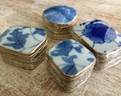 Set 4 Mini EMBOSSED Metal PORCELAIN Snuff Pill Boxes Vintage MINIATURE Silver Tin Storage Bins Chinoiserie Blue White Floral Ring Jewelry