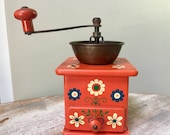 1950 39 s W. German Wood Cast Iron WORKING Coffee Grinder FOLK Art Rustic Farmhouse Kitchen Decor French Bakery Cafe Shop Bar MOTHERS Gift
