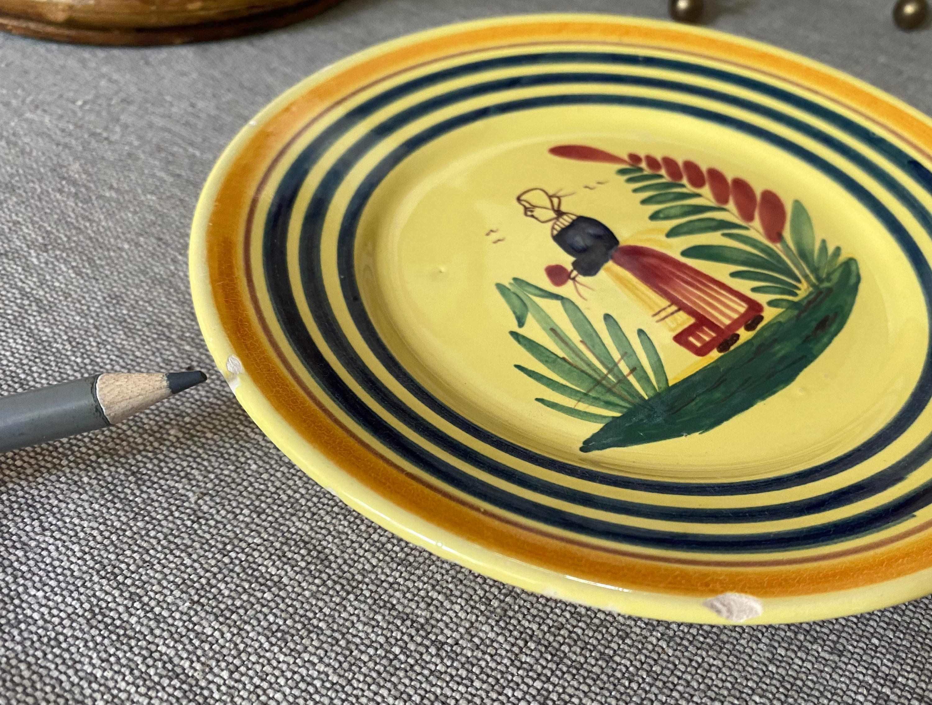 Antike HB Quimper 6 Dessertteller Französisch Gold Gelb | Etsy