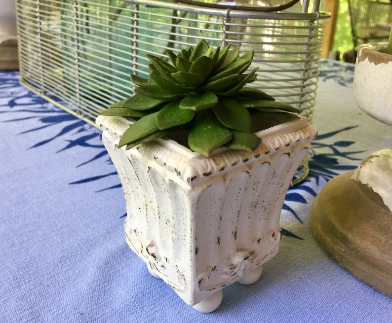 Petite CAST Iron Planter Vintage Heavy Iron PATINA Succulent Pot Rustic Farmhouse Garden Decor French Country Cache Vanity Storage Gift