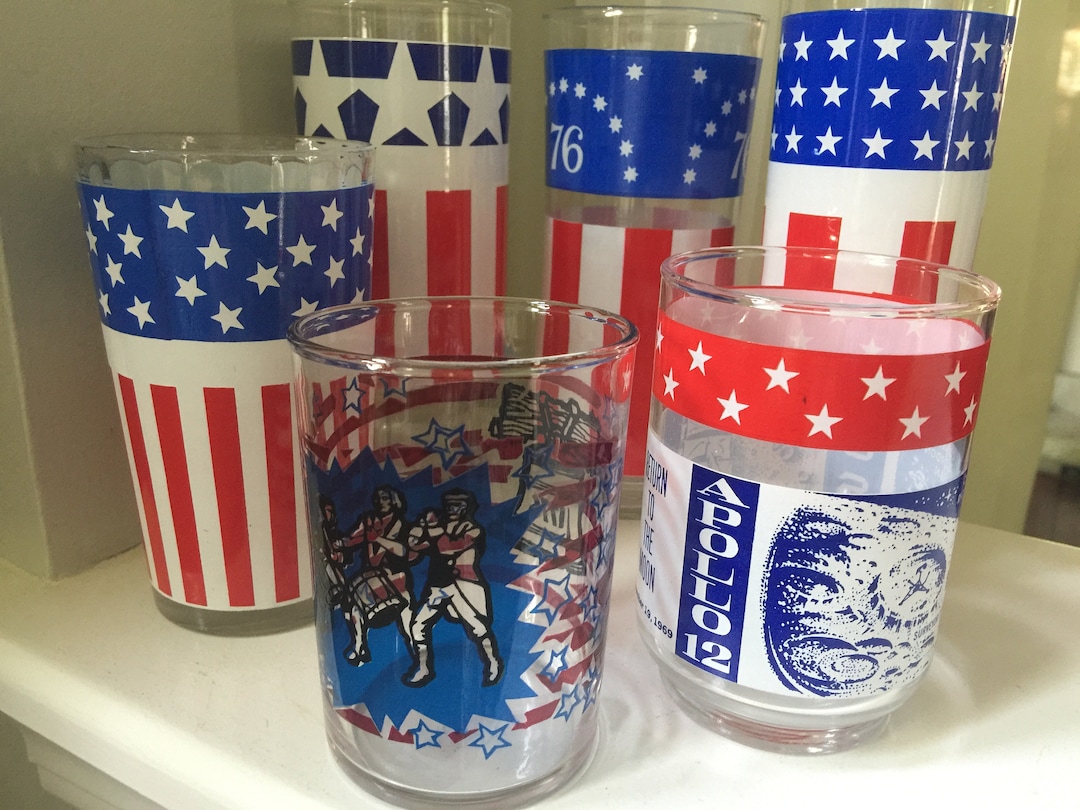 Set 6 AMERICAN Flag Drinking Glasses High Low Tumblers Vintage - Etsy