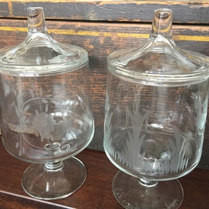 Paar geätztes Glas FOOTED Apotheker Ostern Candy Jelly Bean | Etsy