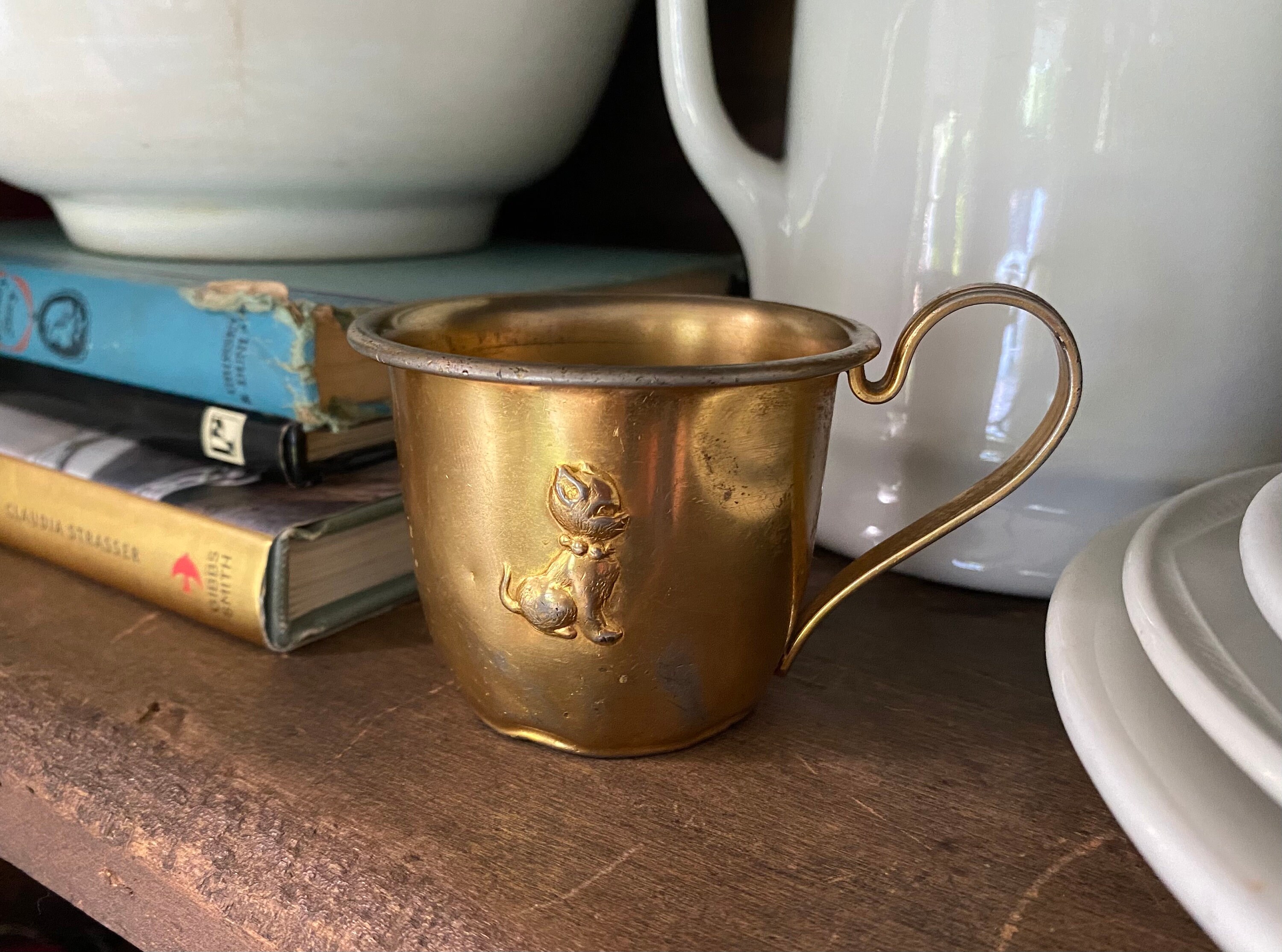 Danish Brass EMBOSSED Child's Drinking Cup w / Handle Etsy
