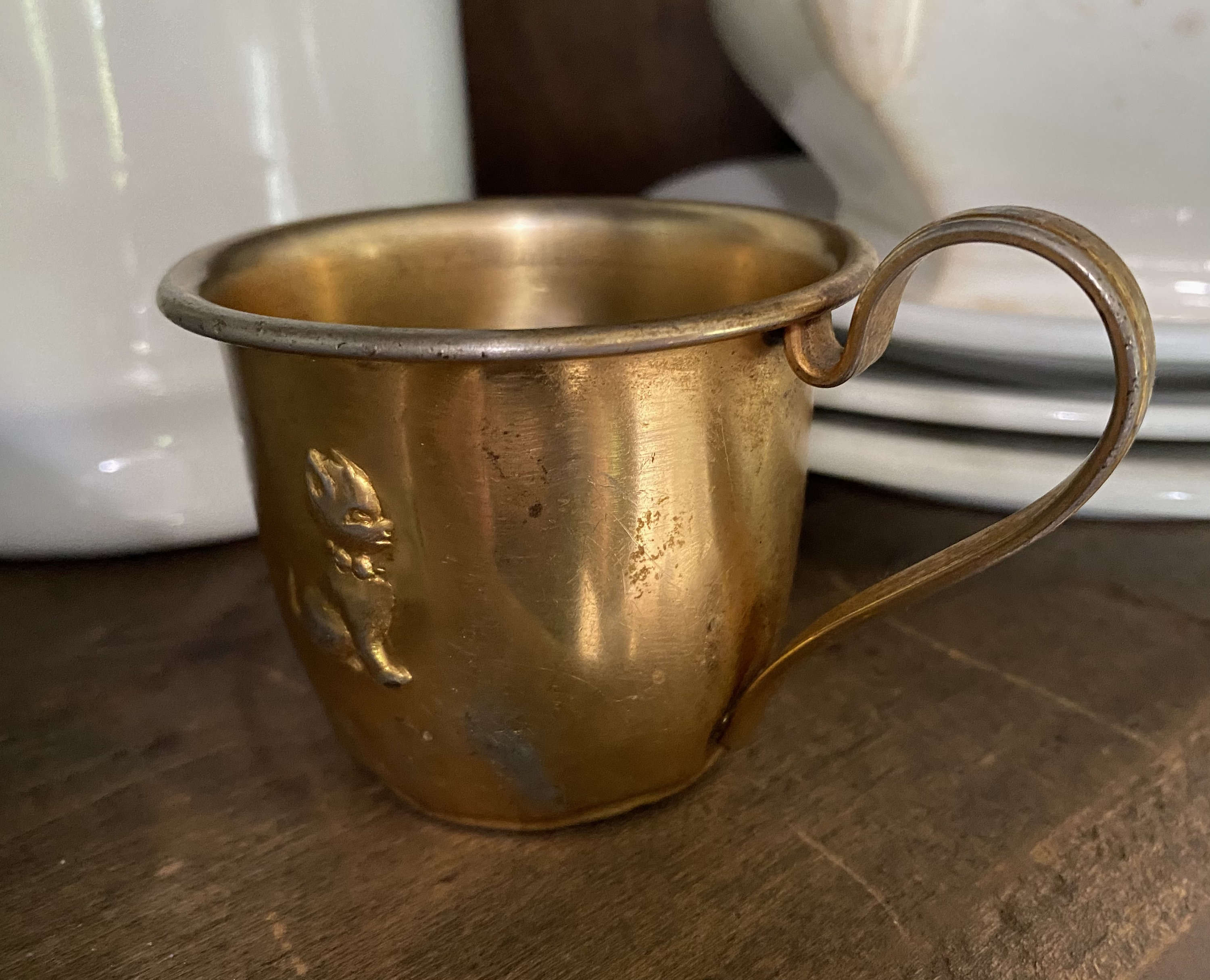 Danish Brass EMBOSSED Child's Drinking Cup w / Handle Etsy