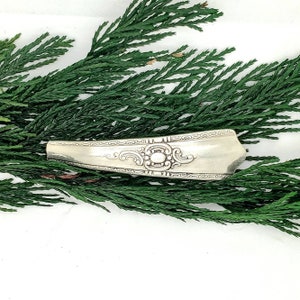 Silver Barrettes for Women, Silverware Barrette, made from vintage silverware, Barrette width 2.75 inches, clip inside width 1.75 inches