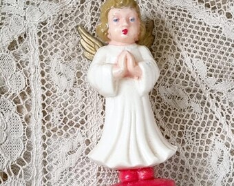 Adorno navideño vintage con plumas de ángel alemanas para árbol de Navidad