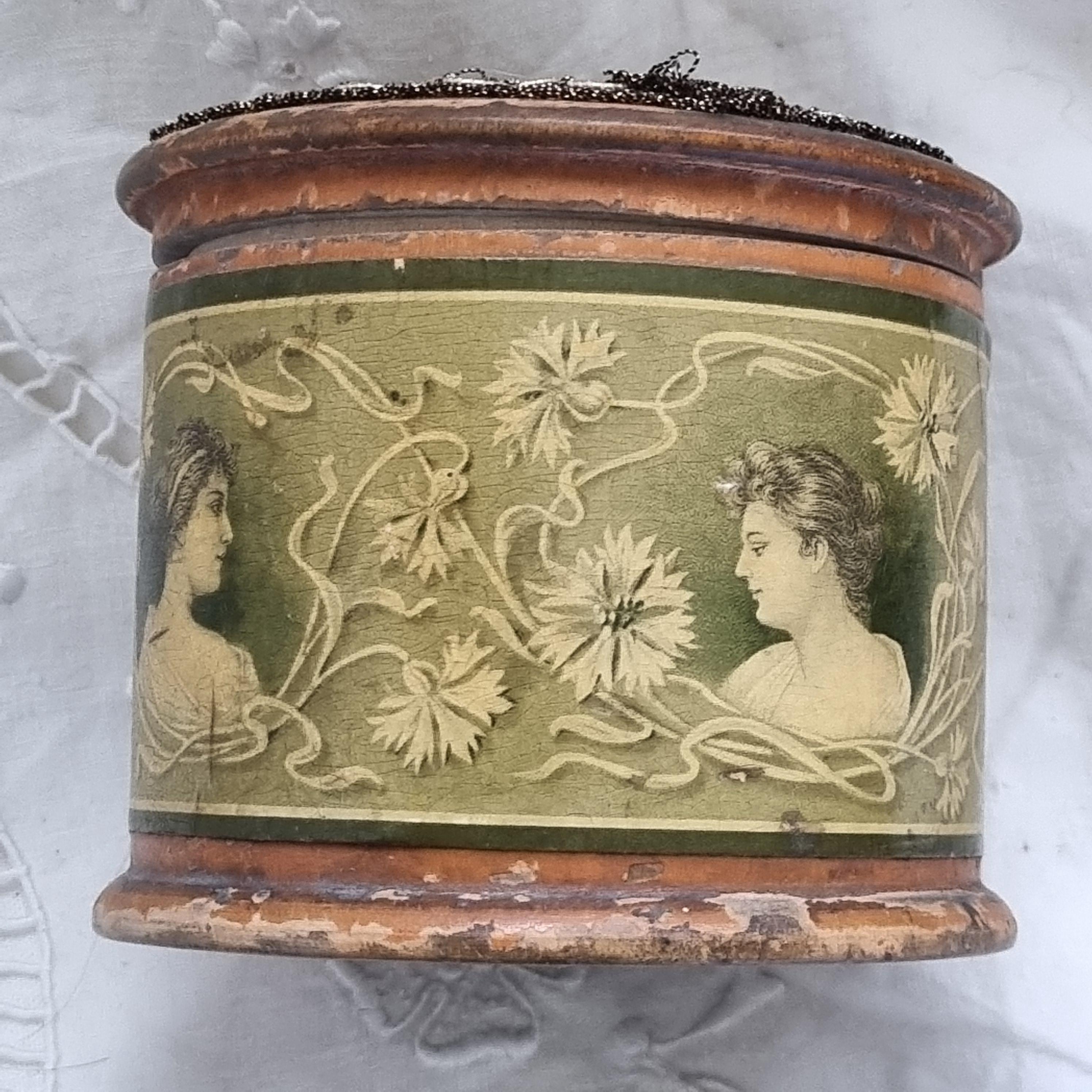 Boîte à Poudre Ancienne "Nymphea" Lorenzy Palanca - Fin XIXe Siècle - Carton - France - Occasion