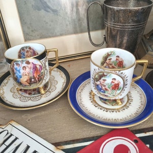 2 Vintage Mitterteich Demitasse Tasse & Untertasse Set Germany