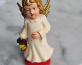 Adorno navideño vintage con plumas de ángel alemanas para árbol de Navidad