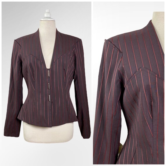 Vintage Thierry Mugler Jacket, Fitted Pinstripe Bl