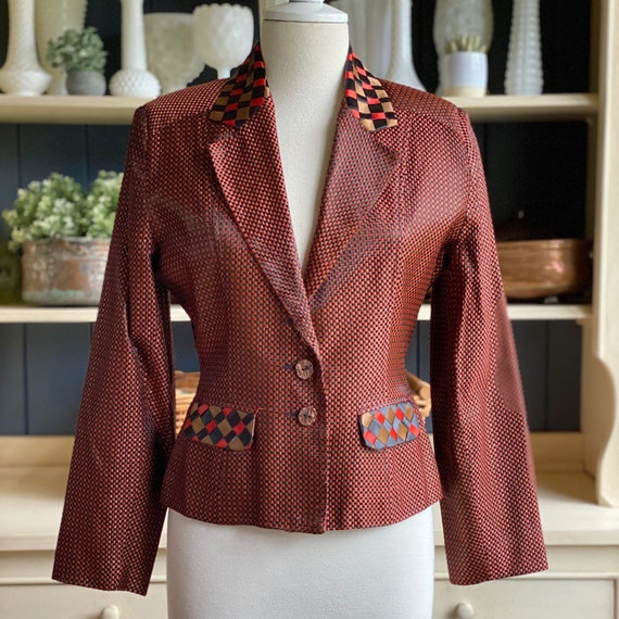 Todd Oldham Jacket, Check Ribbon Blazer