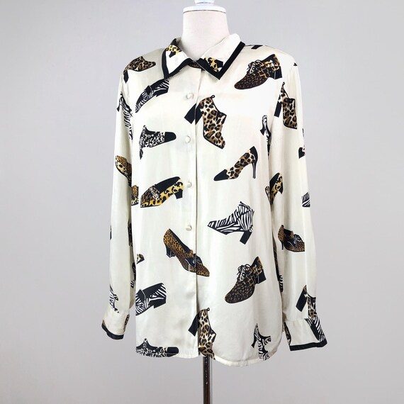 Vintage Statement Blouse, Novelty Print Blouse