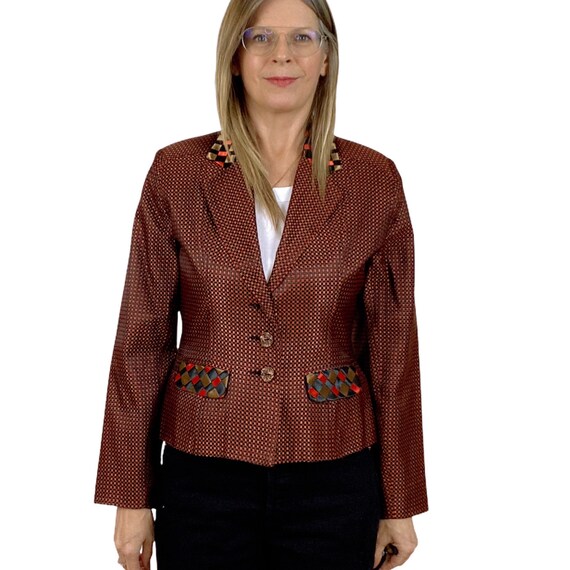 Todd Oldham Patchwork Blazer, Cropped Check Blaze