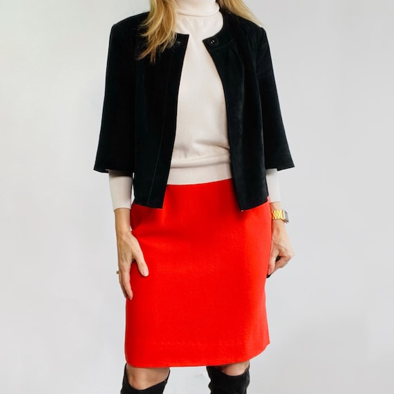 Ungaro Orange Skirt, Wool Pencil Skirt, Skirt with
