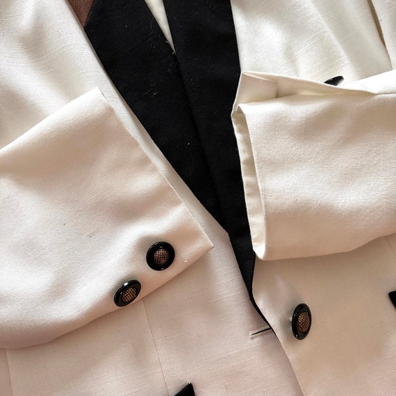 Vintage Summer Blazer, White Blazer, Shawl Collar… - image 6