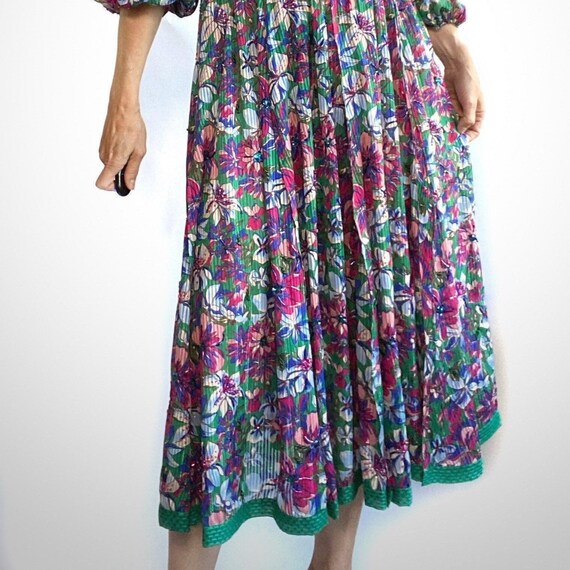 Vintage Diane Freis Dress, Green Floral Dress, Ho… - image 3